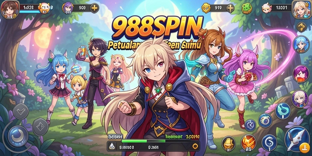 Screenshot gameplay 988SPIN menampilkan karakter anime dalam aksi seru.