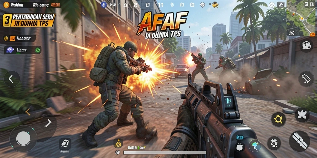 Screenshot gameplay AFAF menampilkan aksi pertempuran yang mendebarkan.