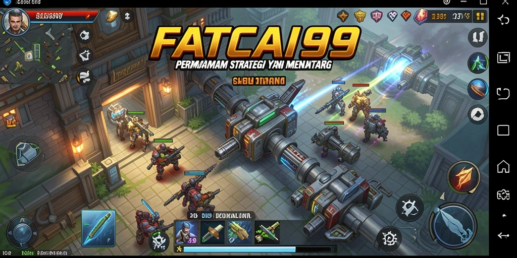 Screenshot FATCAI99 menampilkan aksi pertempuran strategi yang intens.