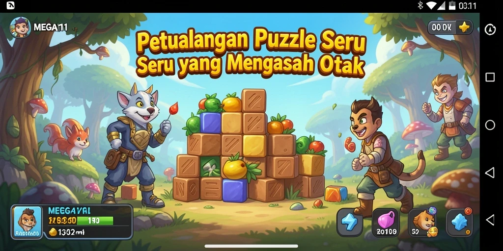 Tampilan gameplay MEGA111 yang menarik dalam menyelesaikan Puzzle.