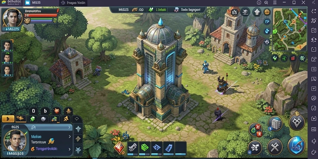 Tampilan gameplay MG525 menampilkan menara berwarna dan musuh yang mendebarkan.