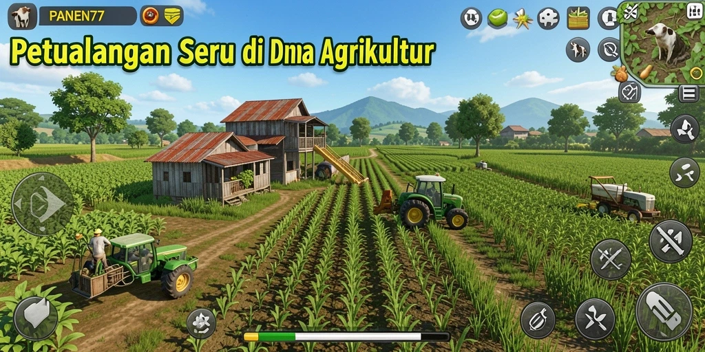 Tampilan gameplay seru dari petualangan agrikultur di PANEN77.