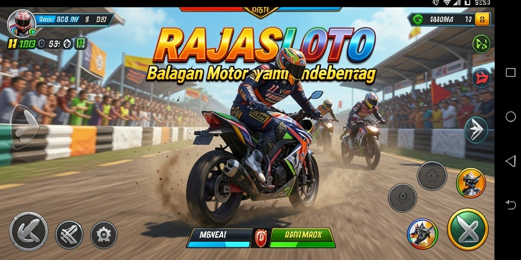 Tampilan menarik dari gameplay balapan motor RAJASLOTO.
