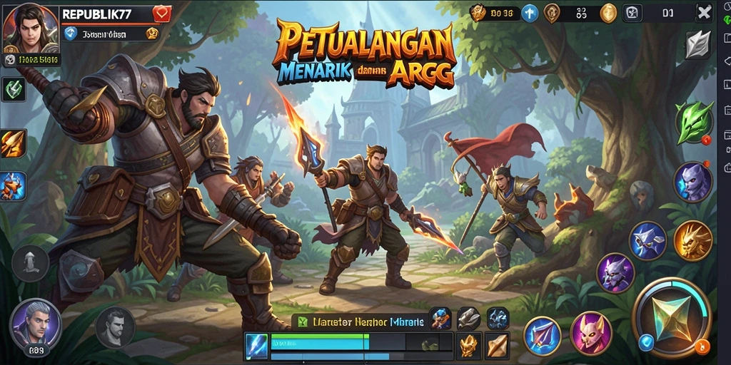 Tampilan gameplay seru di REPUBLIK77 dengan karakter dan pertempuran yang intens.
