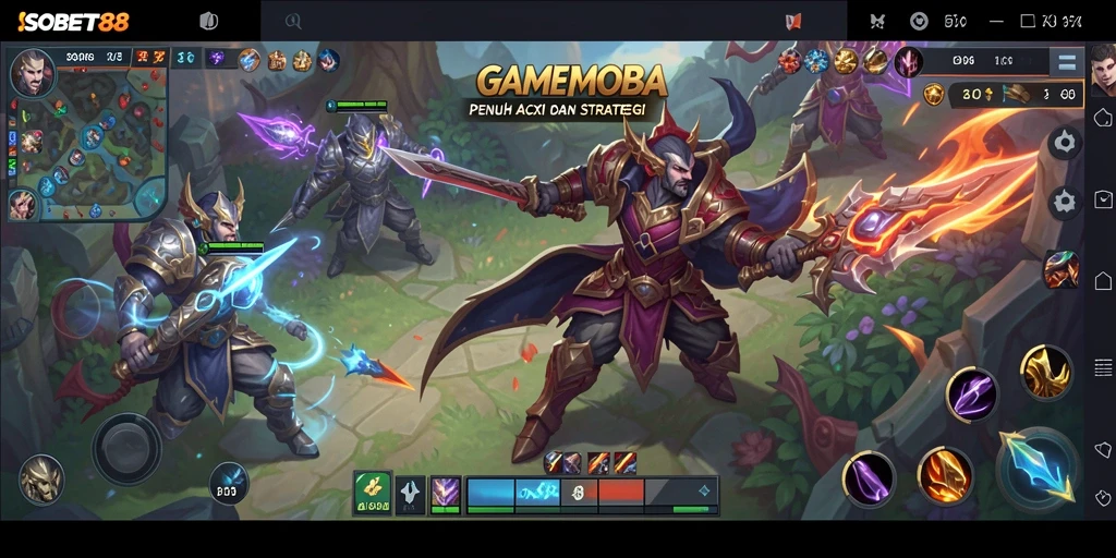 Tampilan aksi seru dalam game MOBA SOBET88.
