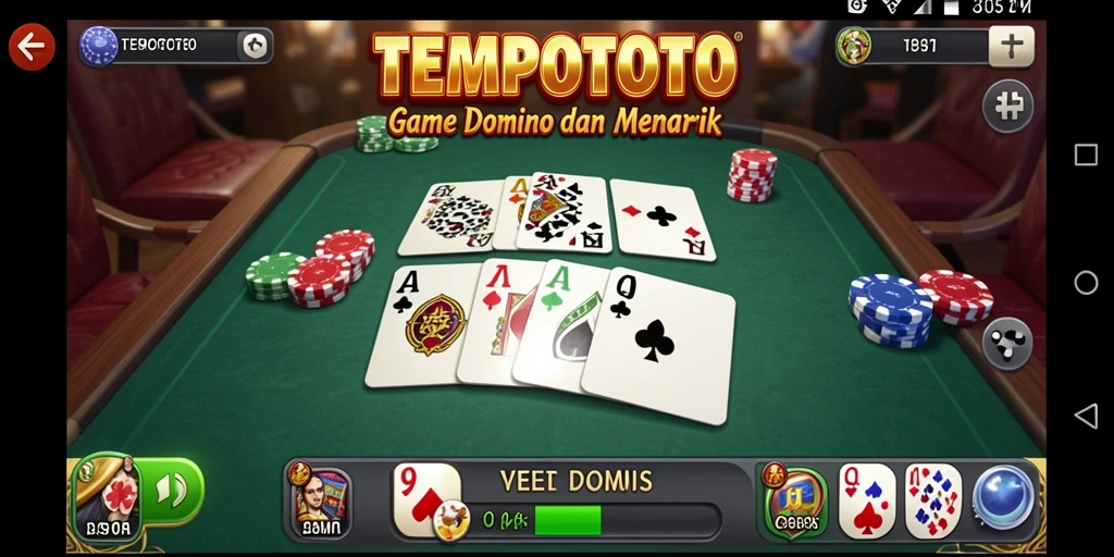 Gameplay seru TEMPOTOTO dengan kartu Domino yang menarik.